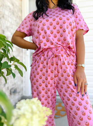 Savannah Rose Pink & Orange Block Print Pajama Set - Magnolia & Pine