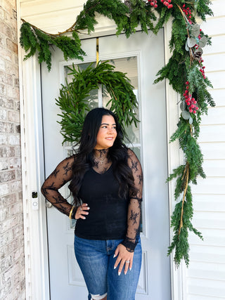 Piper Black Lace Long Sleeve Top - Southern Roots & Boots