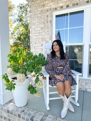 Fairhaven Brown & Blue Floral Dress