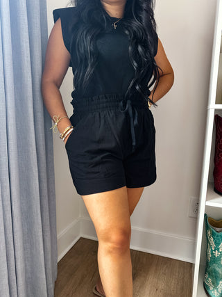 Black Sands High-Waisted Drawstring Shorts - Southern Roots & Boots