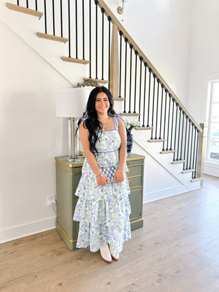 Field of Dreams Purple & Green Floral Midi Dress - Southern Roots & Boots