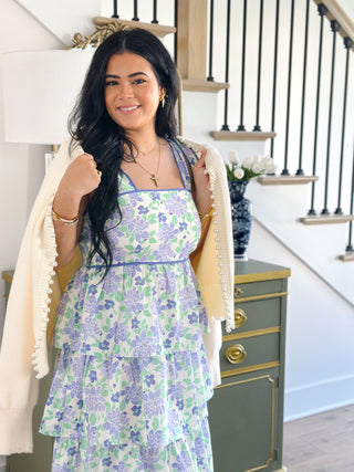Field of Dreams Purple & Green Floral Midi Dress - Southern Roots & Boots
