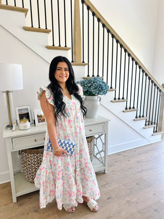 Francesca Ruffle Sleeveless Floral Midi Dress - Southern Roots & Boots