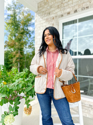 Carmichael Cream & Brown Quilted Jacket - Magnolia & Pine