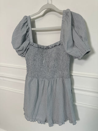 Grey & White Gingham Romper - Magnolia & Pine