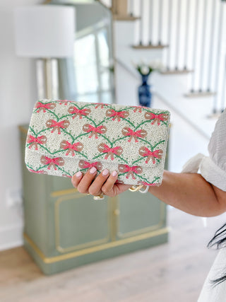 Put a Bow On It Pink Vine Hand-Beaded Clutch Bag - Southern Roots & Boots