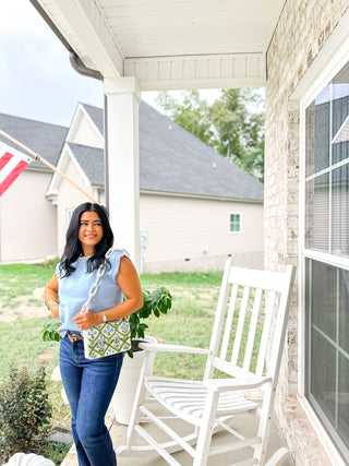 The Carolina Pearl Jeweled Trim Knit Top - Magnolia & Pine