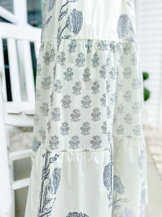 Charleston Garden- Navy & Cream Floral Maxi Dress - Southern Roots & Boots
