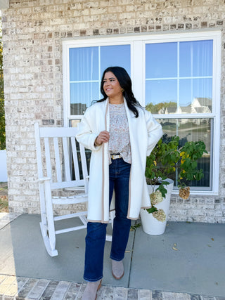 Blair Cream and Taupe Long Cardigan