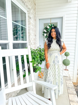 Charleston Garden- Navy & Cream Floral Maxi Dress - Southern Roots & Boots
