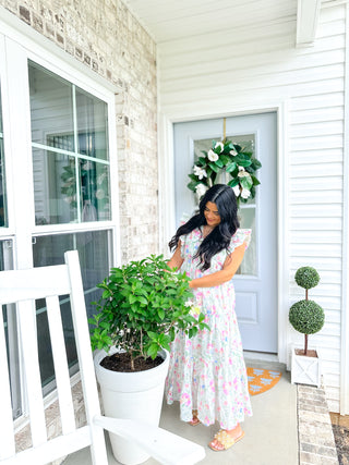 Francesca Ruffle Sleeveless Floral Midi Dress - Southern Roots & Boots