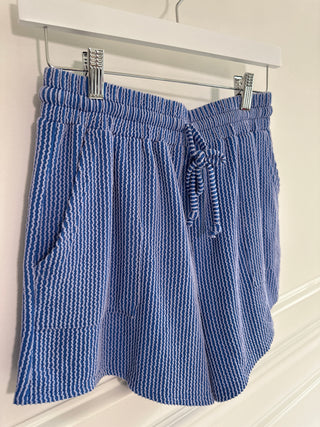 Blue Ribbed Short Sleeve & Short Set