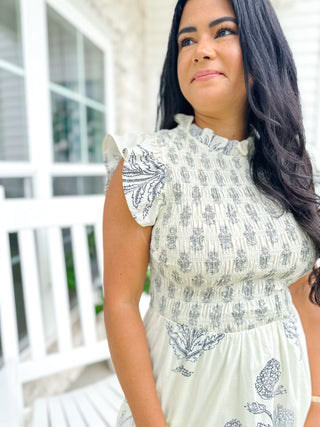 Charleston Garden- Navy & Cream Floral Maxi Dress - Southern Roots & Boots