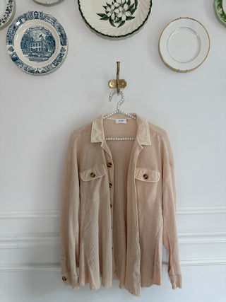 Natural Waffle Knit Shacket