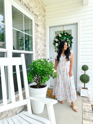 Francesca Ruffle Sleeveless Floral Midi Dress - Southern Roots & Boots