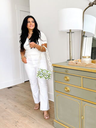 Summer Friday White Crop Flare Jeans - Southern Roots & Boots