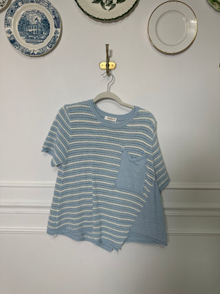 Baby Blue & White Stipe Knit Top
