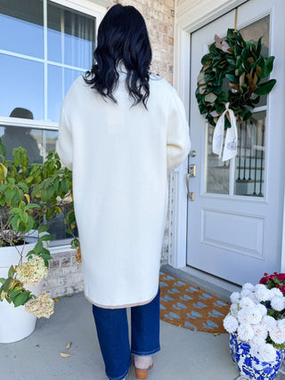 Blair Cream and Taupe Long Cardigan