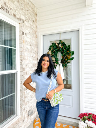 The Carolina Pearl Jeweled Trim Knit Top - Magnolia & Pine
