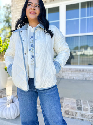 Shoreline Ivory Embroidered Floral Sweater