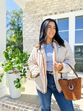 Carmichael Cream & Brown Quilted Jacket - Magnolia & Pine