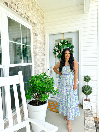 Field of Dreams Purple & Green Floral Midi Dress - Southern Roots & Boots