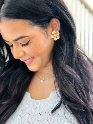 Southern Bloom Floral Pearl Earrings - Southern Roots & Boots