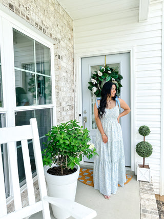 Something Blue Floral Tiered Maxi Dress - Southern Roots & Boots