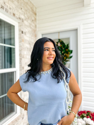 The Carolina Pearl Jeweled Trim Knit Top - Magnolia & Pine