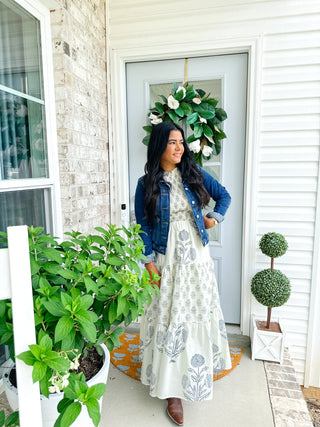 Charleston Garden- Navy & Cream Floral Maxi Dress - Southern Roots & Boots