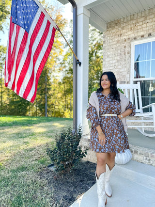 Fairhaven Brown & Blue Floral Dress