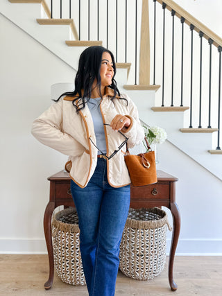Carmichael Cream & Brown Quilted Jacket - Magnolia & Pine