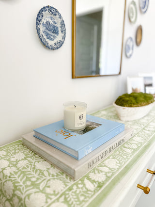 Southern Grove Green & White Block Print Table Runner - Magnolia & Pine