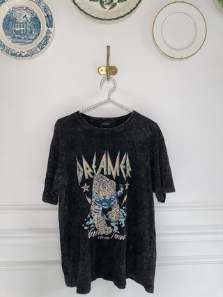 Black Acid Wash Dreamer Graphic Tee