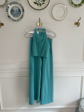 Aqua Tank & Wide Leg Pant Lounge Set - Magnolia & Pine