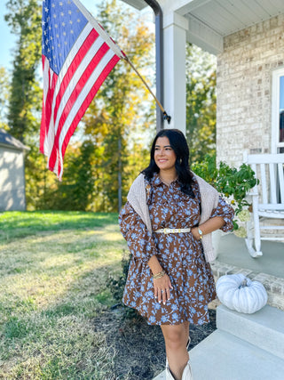 Fairhaven Brown & Blue Floral Dress