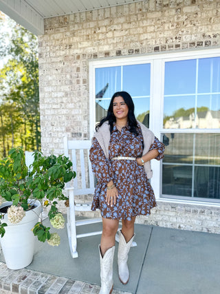 Fairhaven Brown & Blue Floral Dress