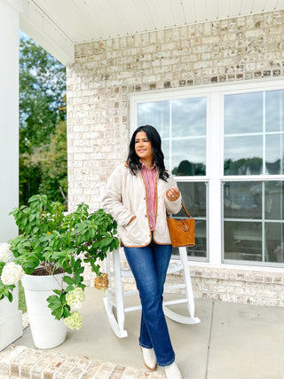 Carmichael Cream & Brown Quilted Jacket - Magnolia & Pine