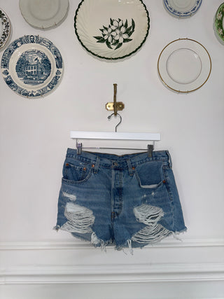 Levi’s Light Wash Distressed Denim Shorts