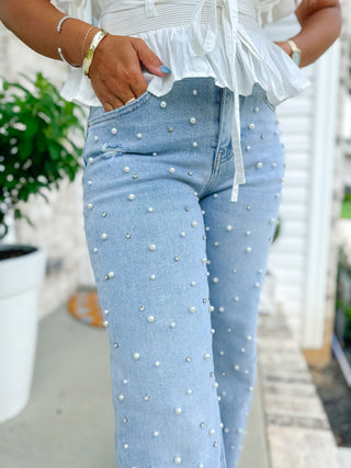 Southern Pearl Light Wash High Rise Wide Leg Jeans - Southern Roots & Boots