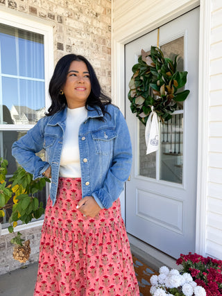 Classic Light Wash Denim Stretch Jacket