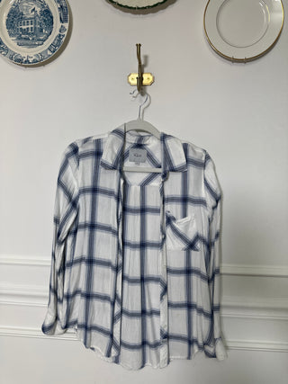 Blue & White Plaid Button Up