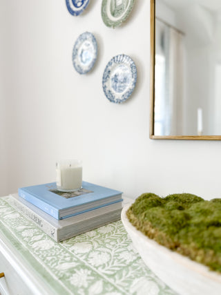 Southern Grove Green & White Block Print Table Runner - Magnolia & Pine