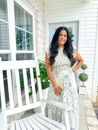 Charleston Garden- Navy & Cream Floral Maxi Dress - Southern Roots & Boots