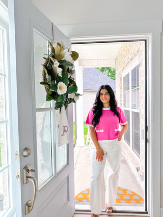 Azalea Pink & White Scallop Top - Southern Roots & Boots