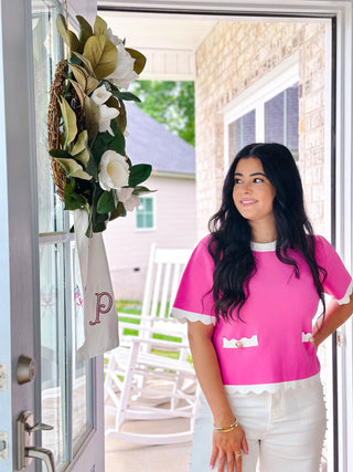 Azalea Pink & White Scallop Top - Southern Roots & Boots