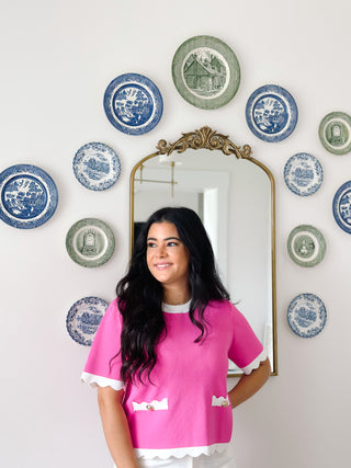 Azalea Pink & White Scallop Top - Southern Roots & Boots
