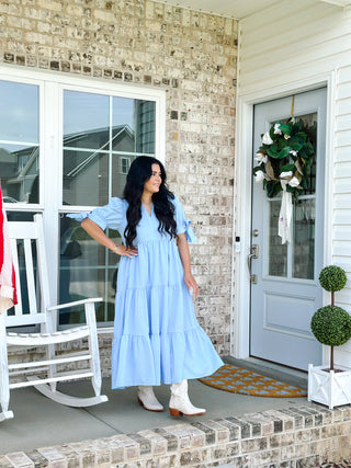 Blue Hydrangea Midi Dress - Southern Roots & Boots