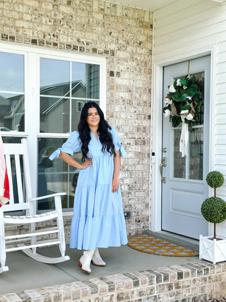 Blue Hydrangea Midi Dress - Southern Roots & Boots