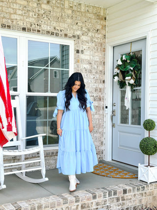 Blue Hydrangea Midi Dress - Southern Roots & Boots
